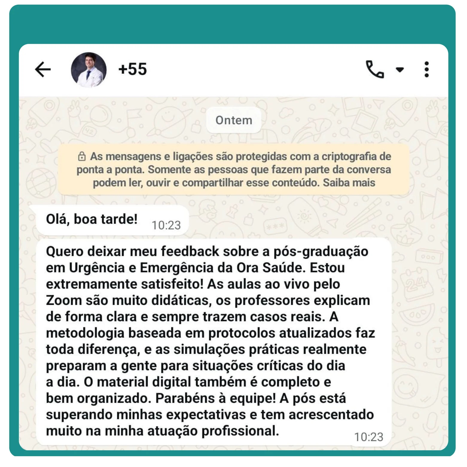 Depoimento de aluno 1